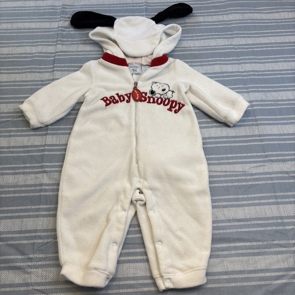 Vintage Baby Snoopy One Piece Zippered Snap Closure Halloween Dress Up Costume